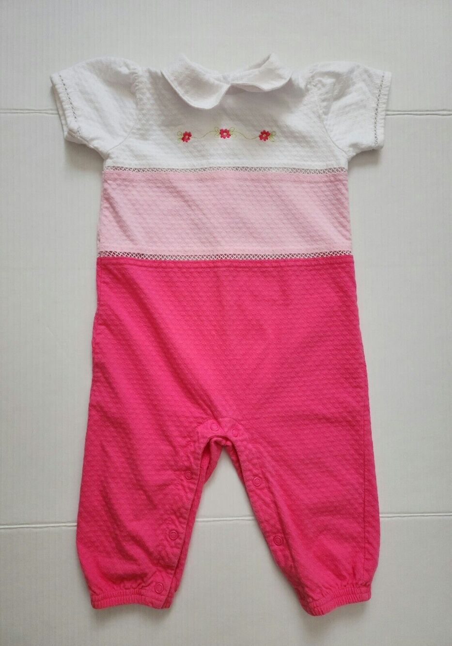 Baby Girl Clothes Lot - 2 Cotton Romper Jumpers & 1 Hooded Cardigan Playwear 12M - Picture 9 of 16